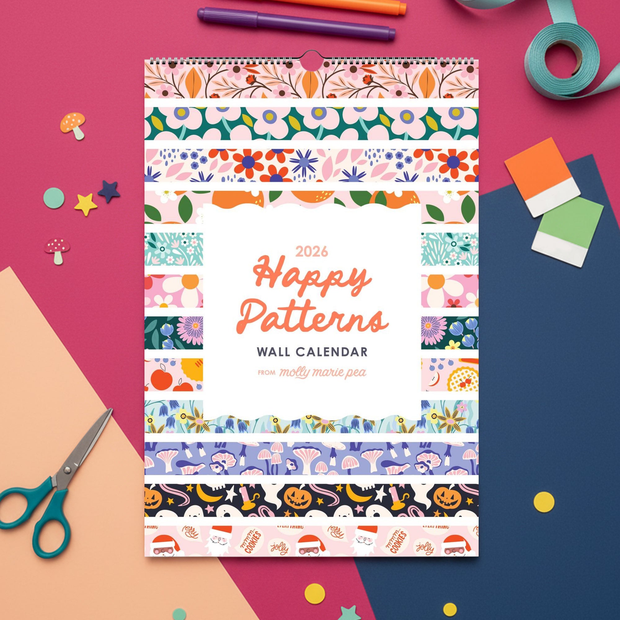 Happy Patterns Wall Calendar (2026) 11 x 16.5"