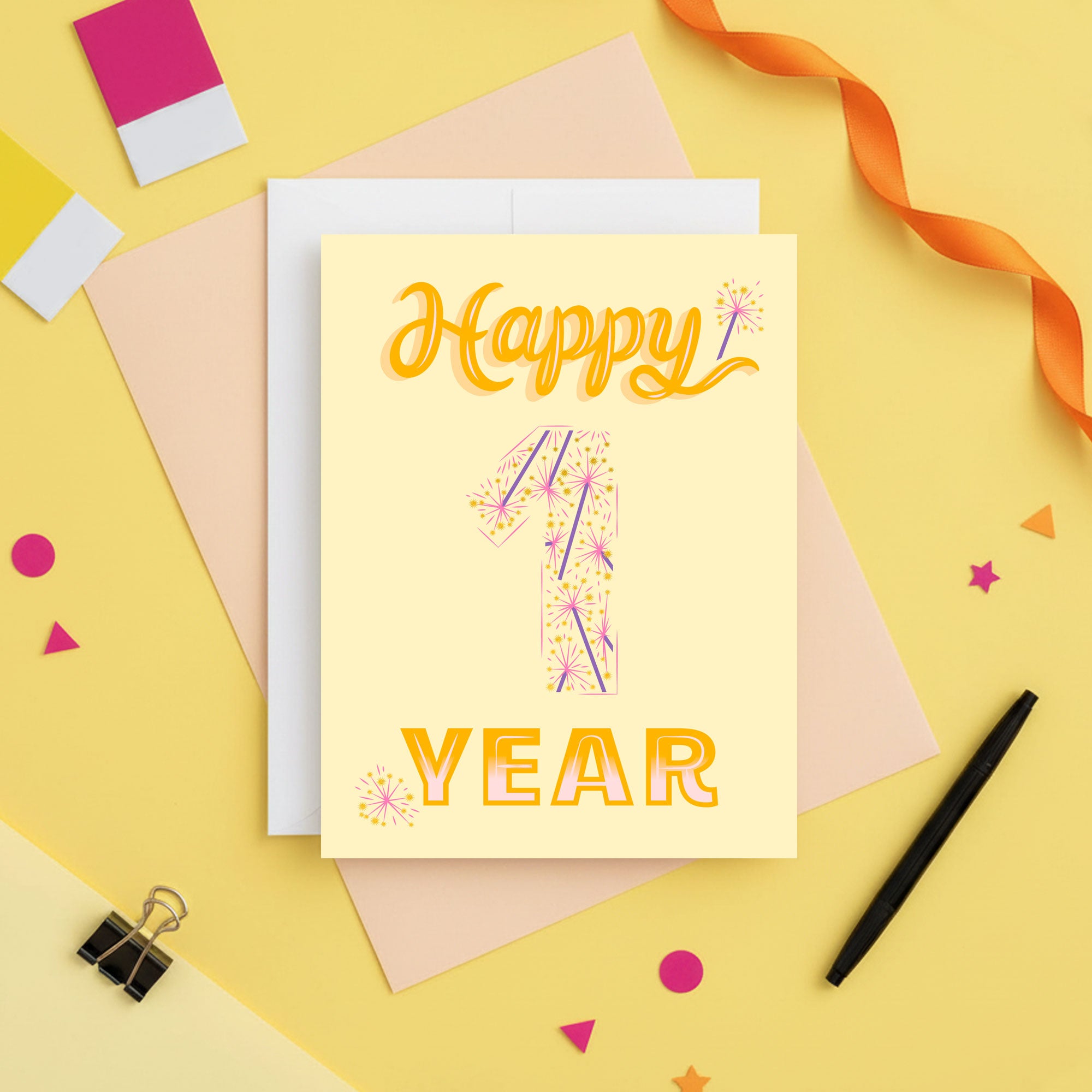 Happy 1 Year First Anniversary Card