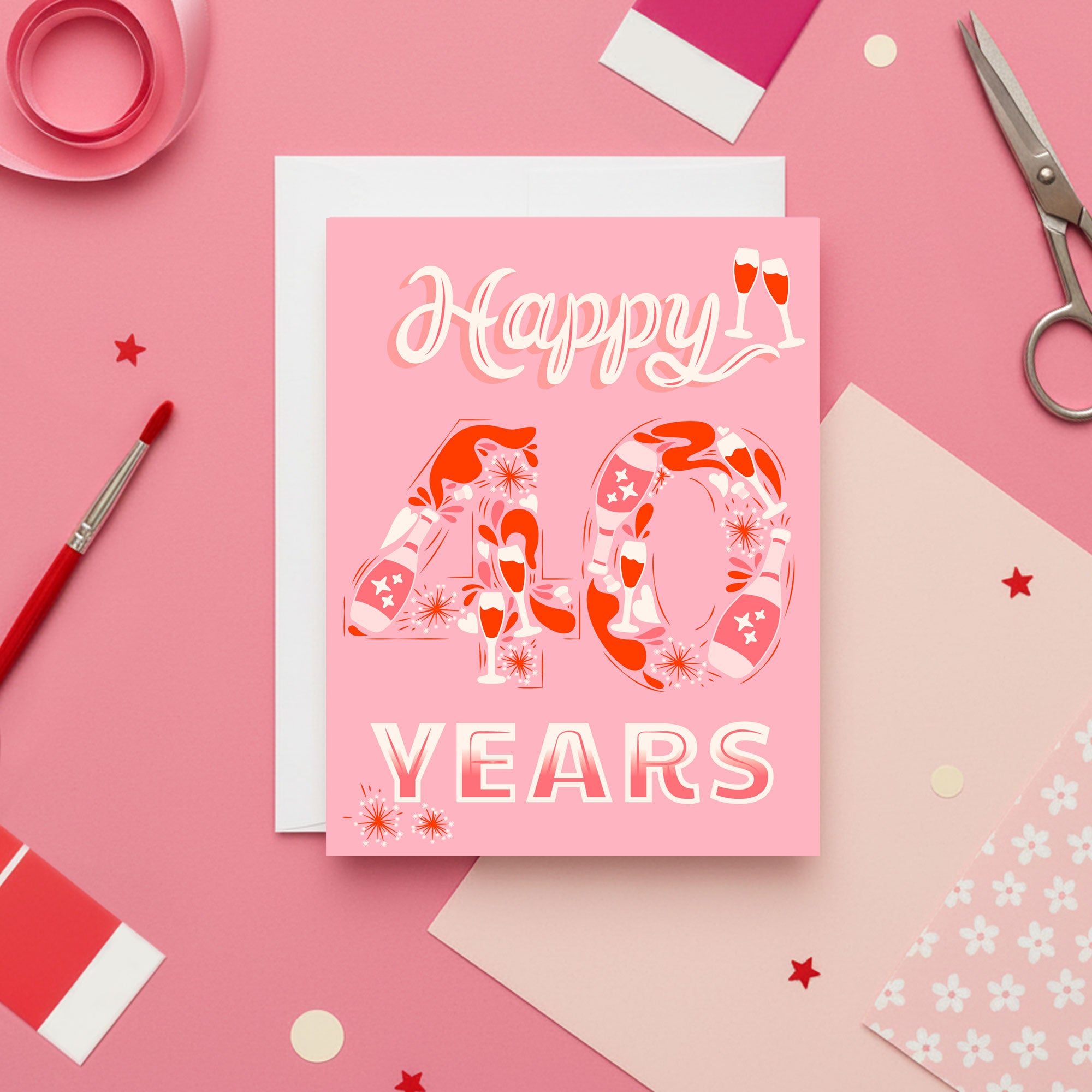 Happy 40 Years Ruby Anniversary Milestone Card