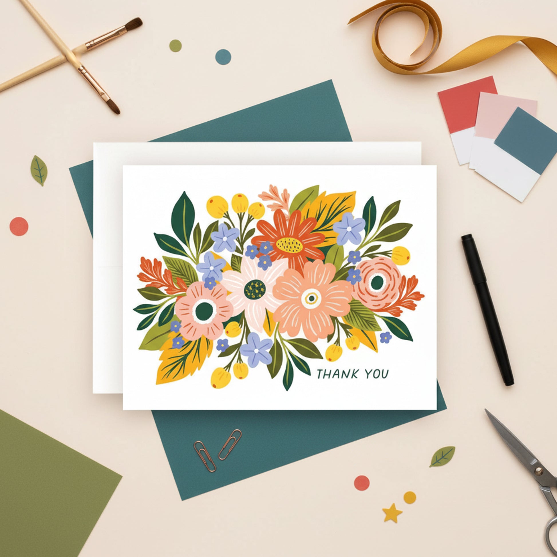 Garden Bouquet Thank You Floral Arrangement Card