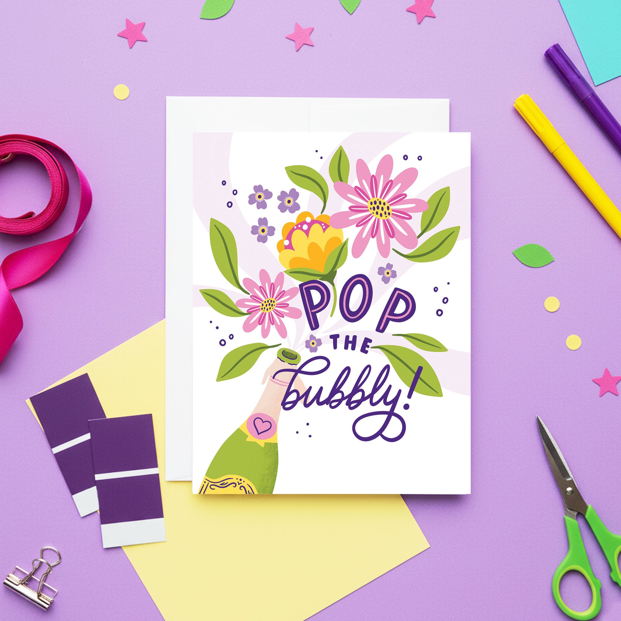 Pop the Bubbly Celebration Congratulations Card
