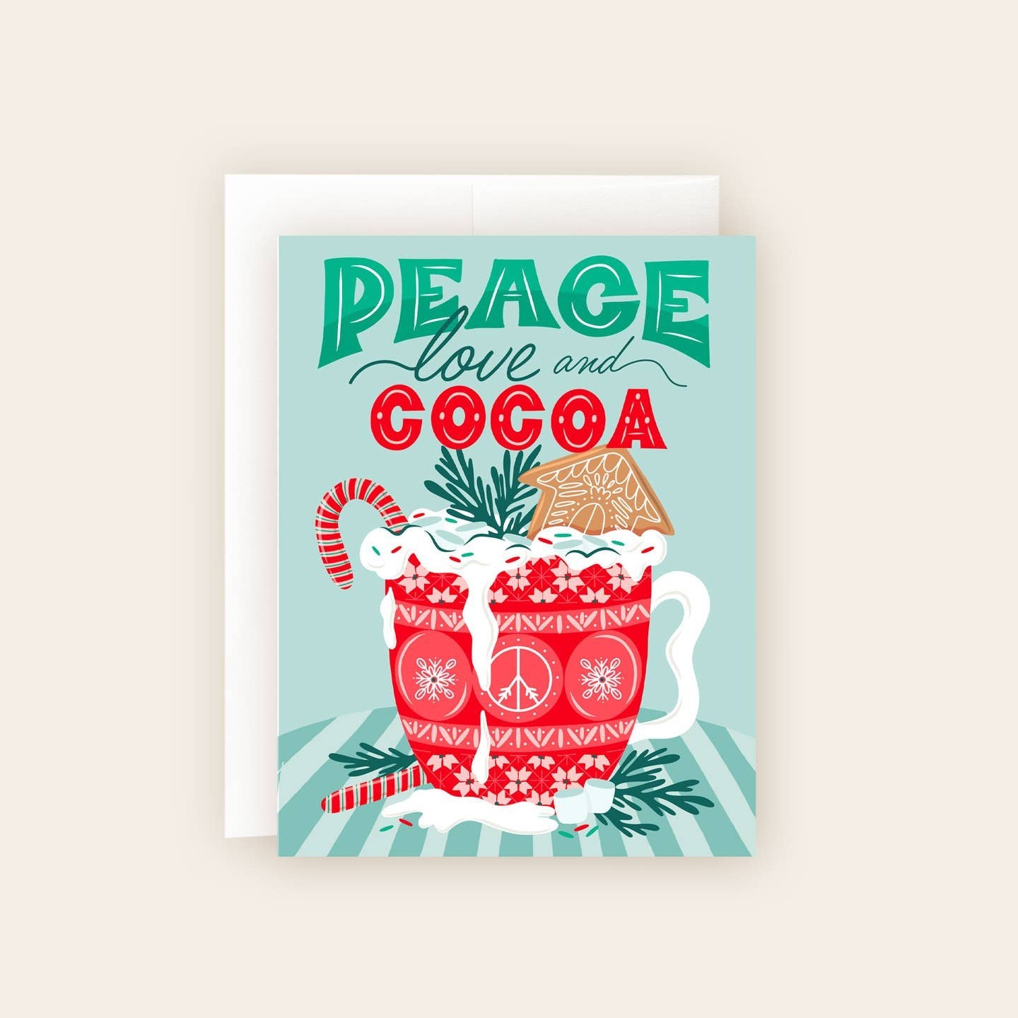Peace, Love & Cocoa Whimsical Holiday Card