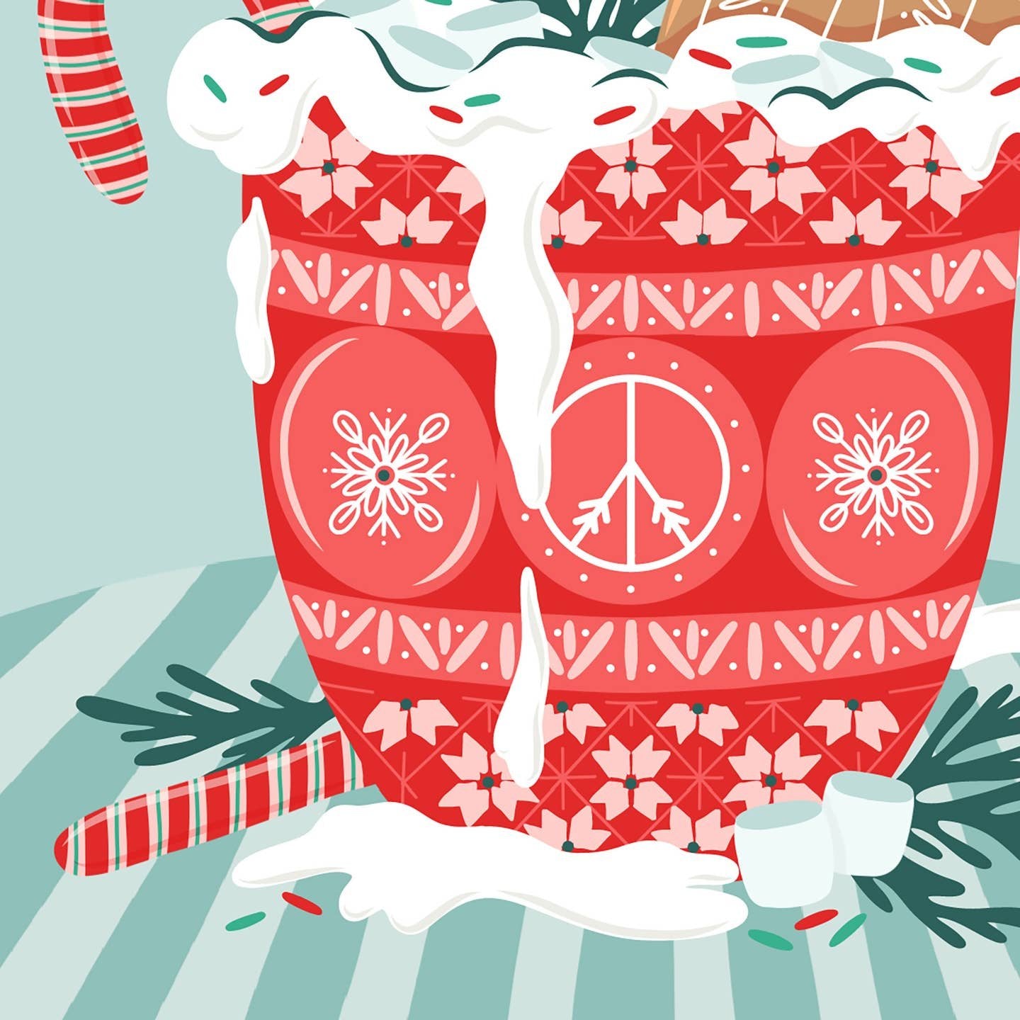Peace, Love & Cocoa Whimsical Holiday Card