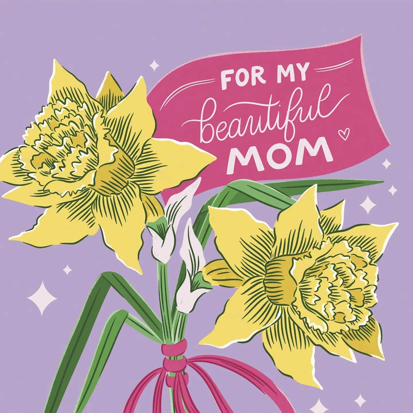 Beautiful Mom Daffodil Bouquet Card