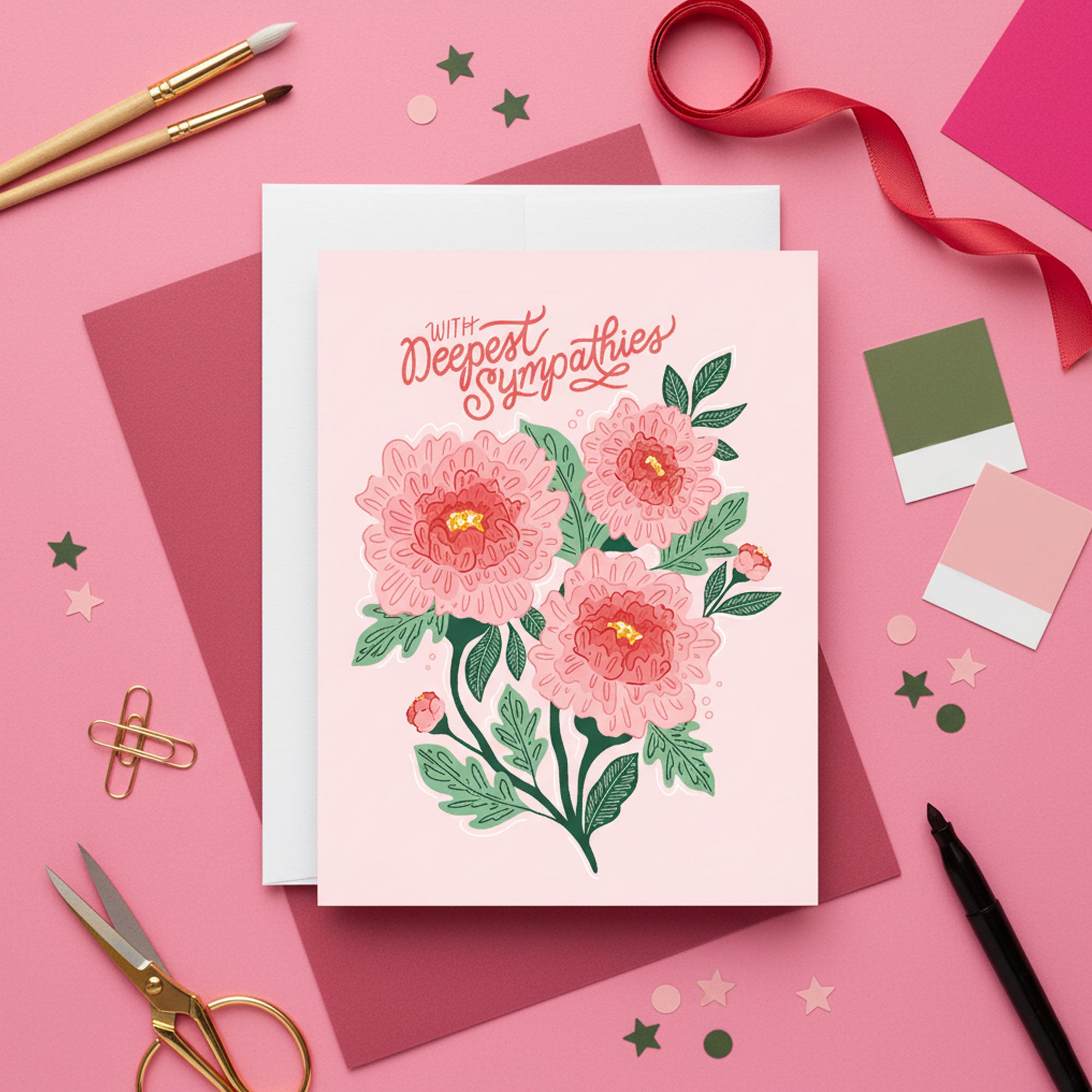 With Deepest Sympathies Elegant Floral Card
