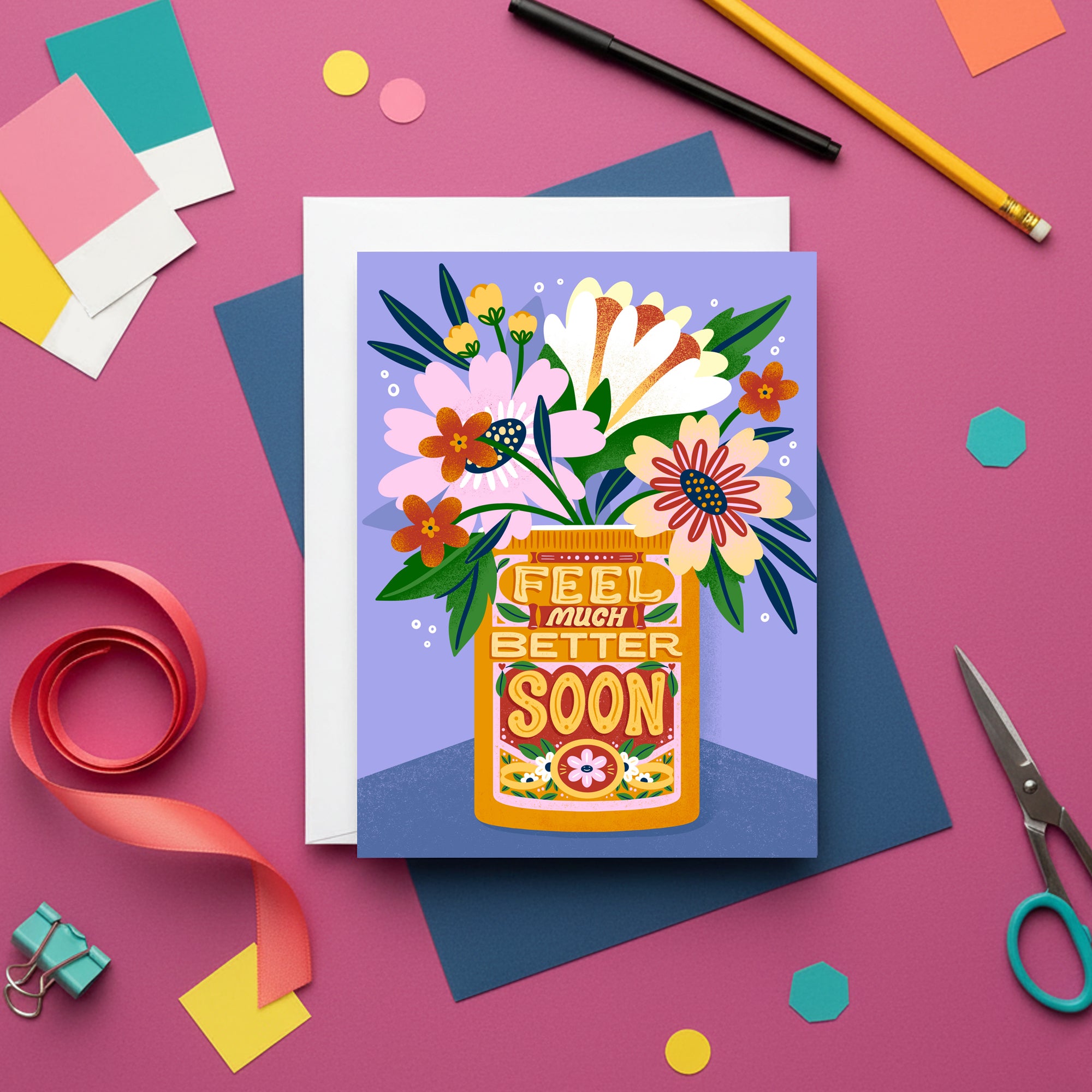 Get Well Soon Floral Can Card
