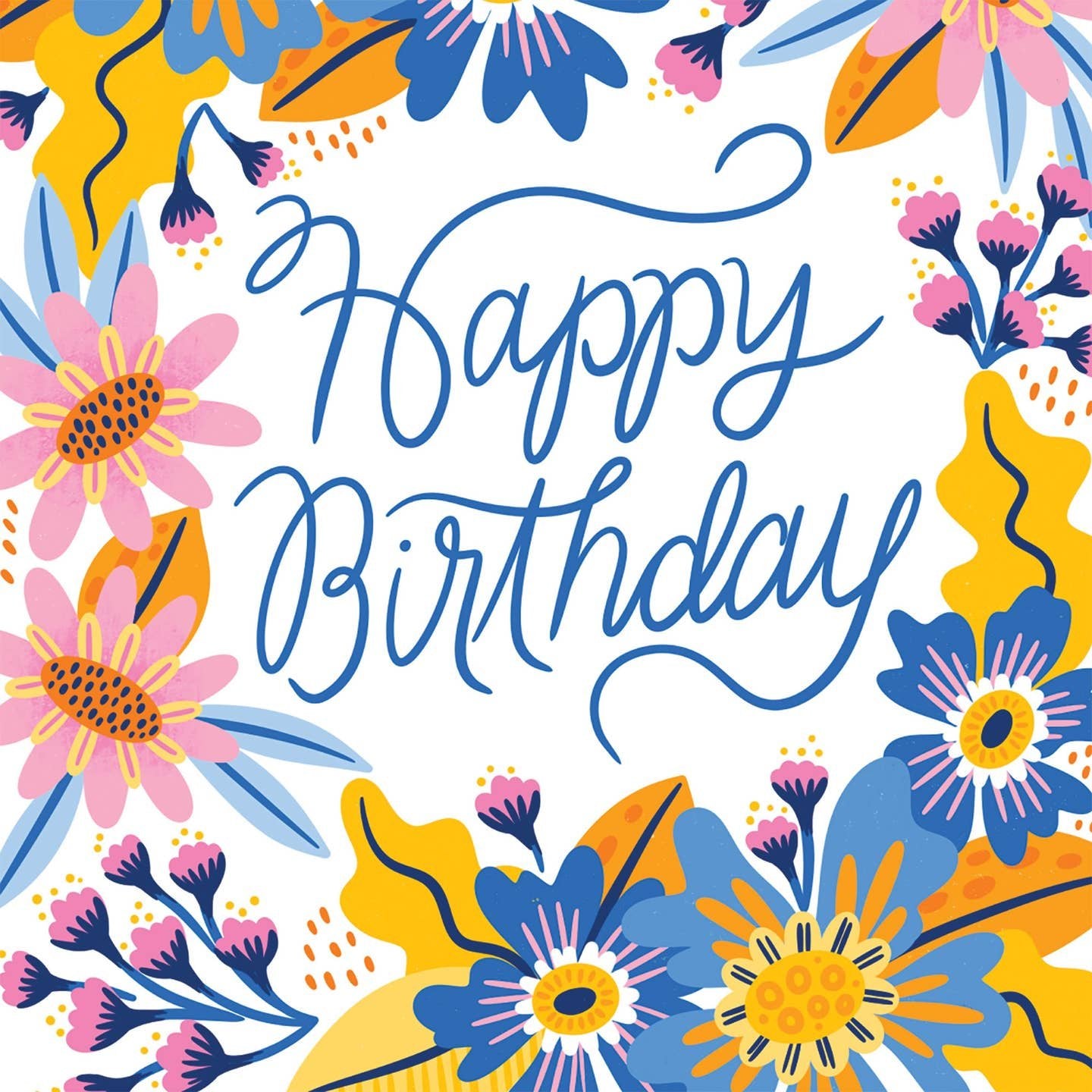 Bold & Bright Happy Birthday Flowers Card