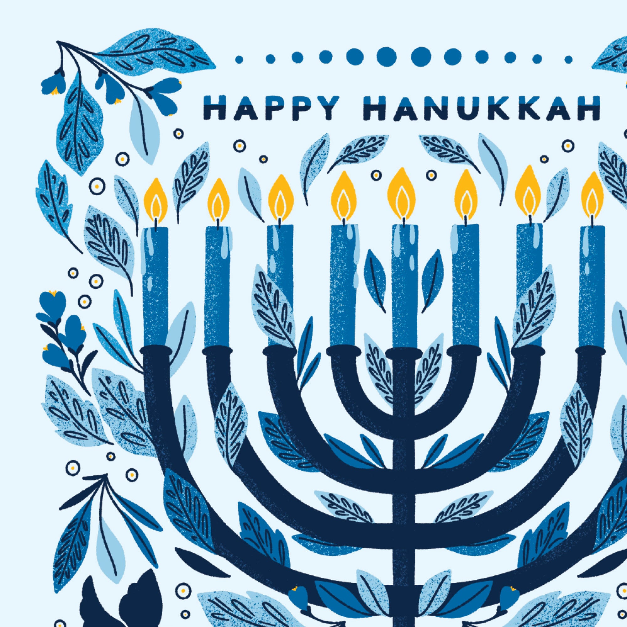 Happy Hanukkah Menorah Botanical Card