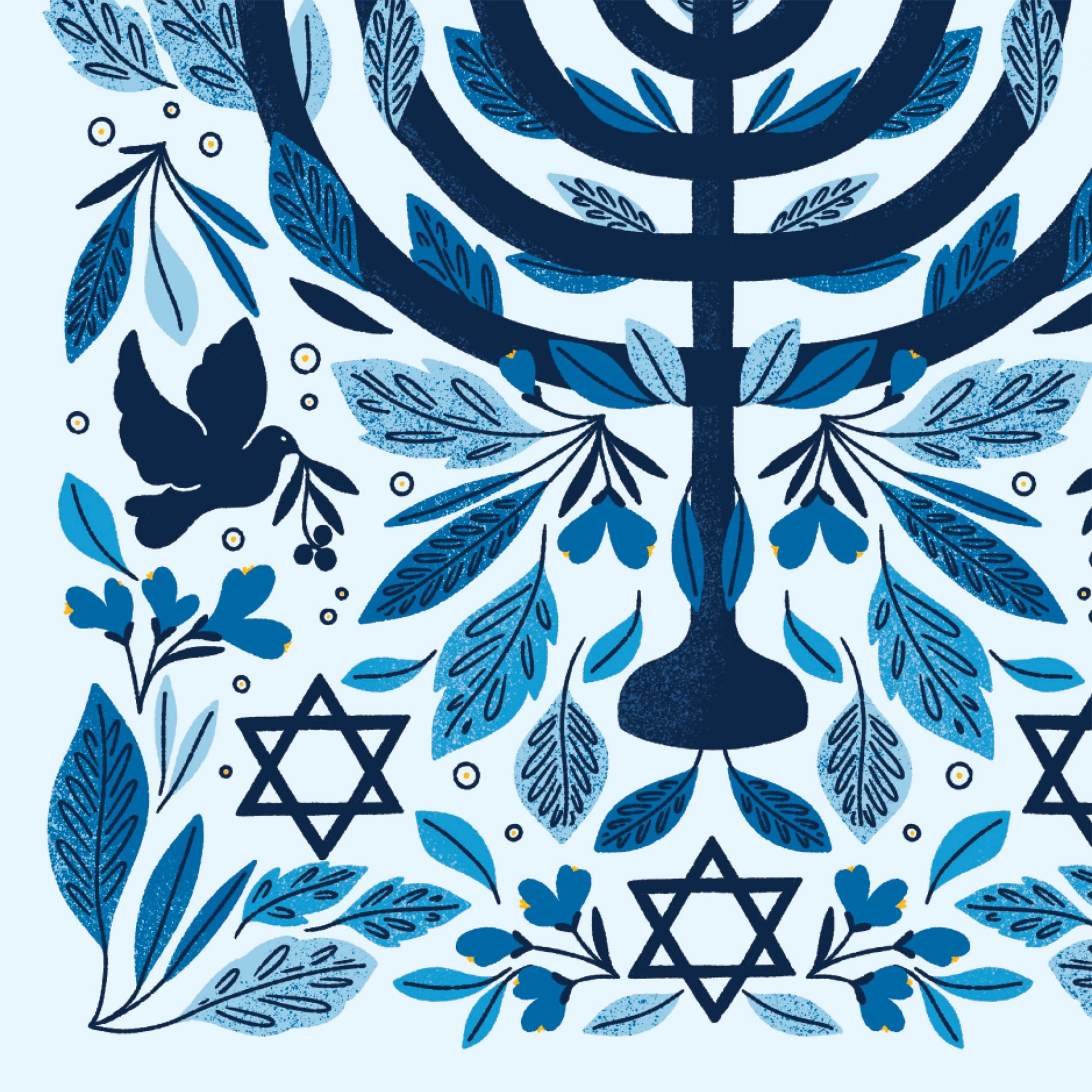Happy Hanukkah Menorah Botanical Card