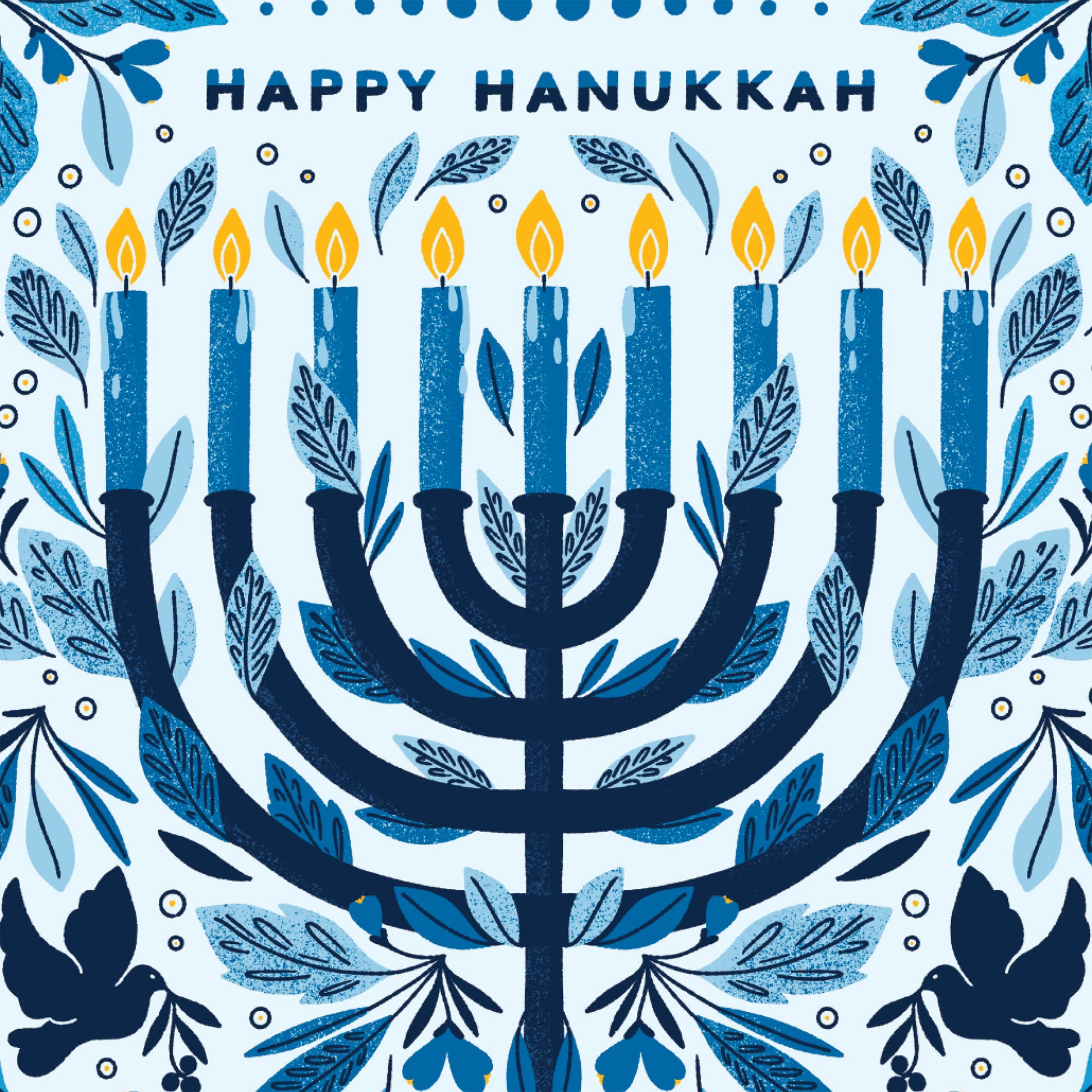 Happy Hanukkah Menorah Botanical Card