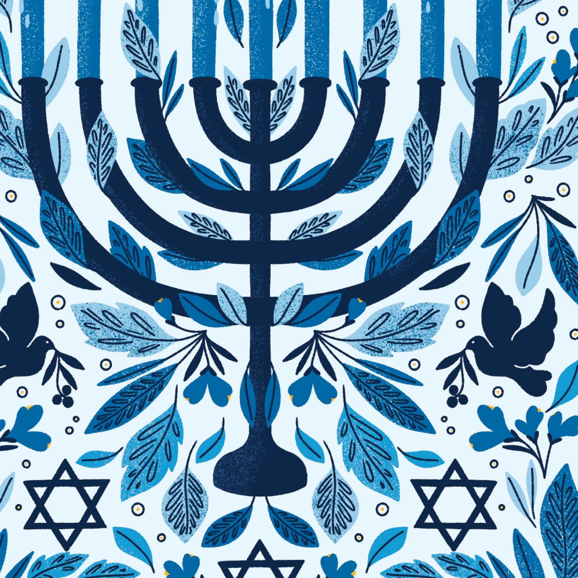 Happy Hanukkah Menorah Botanical Card
