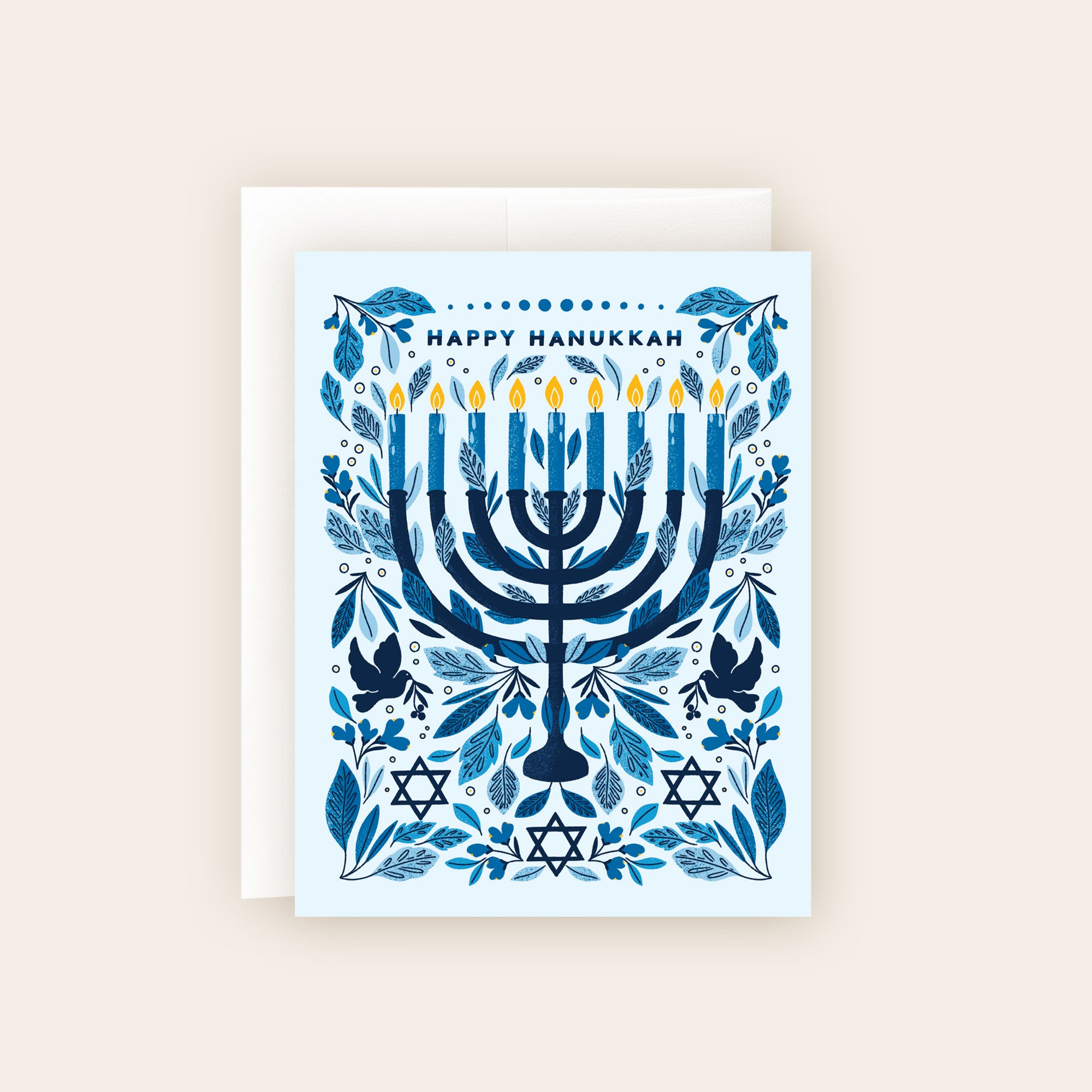 Happy Hanukkah Menorah Botanical Card