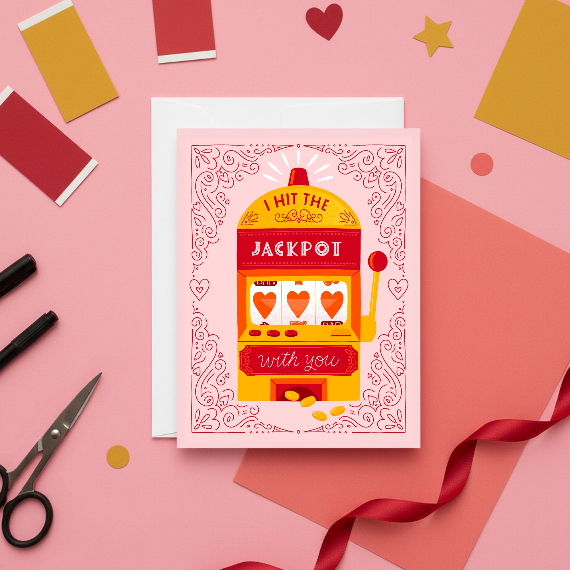 Hit the Jackpot Love Valentine Card
