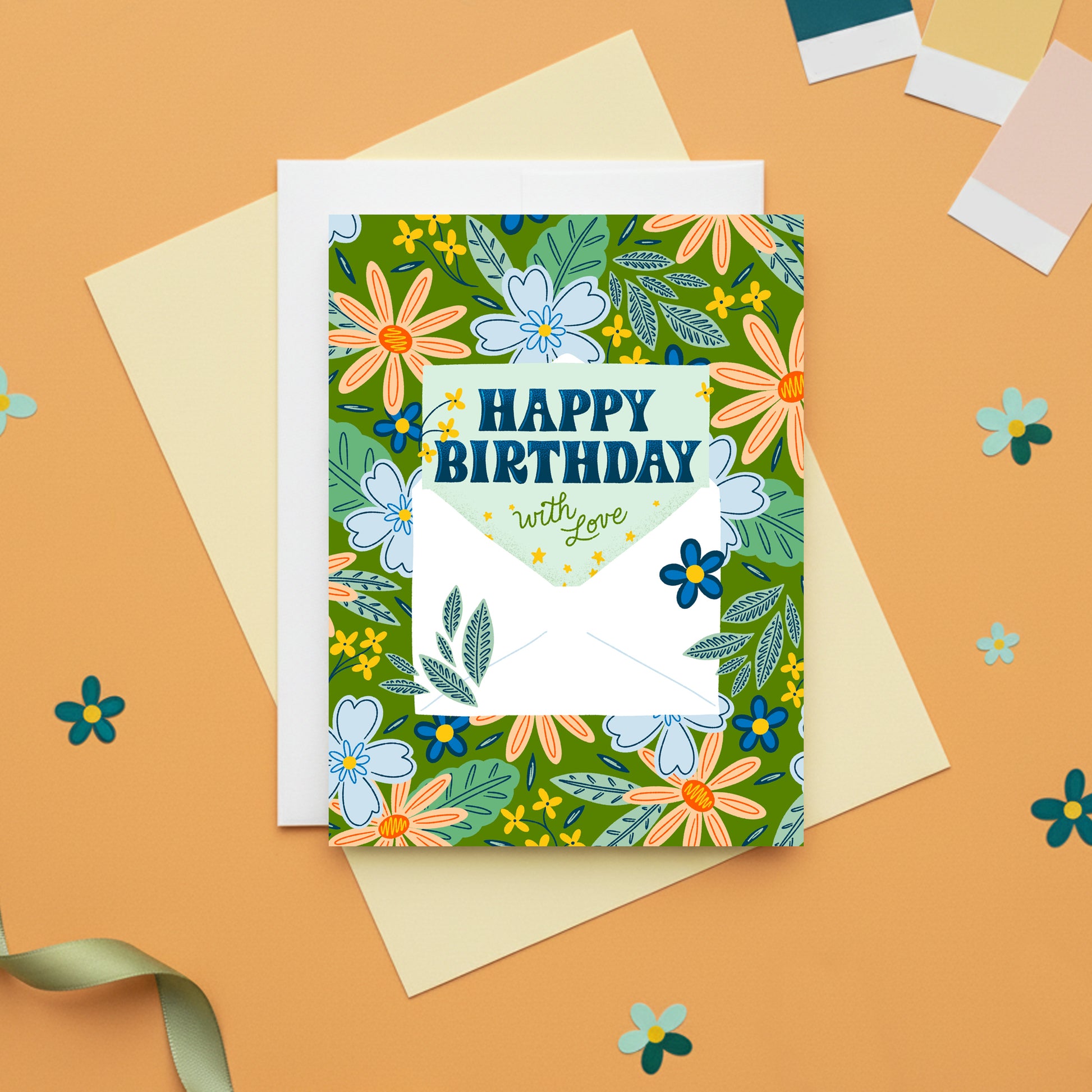 Happy Birthday Floral Envelope Card