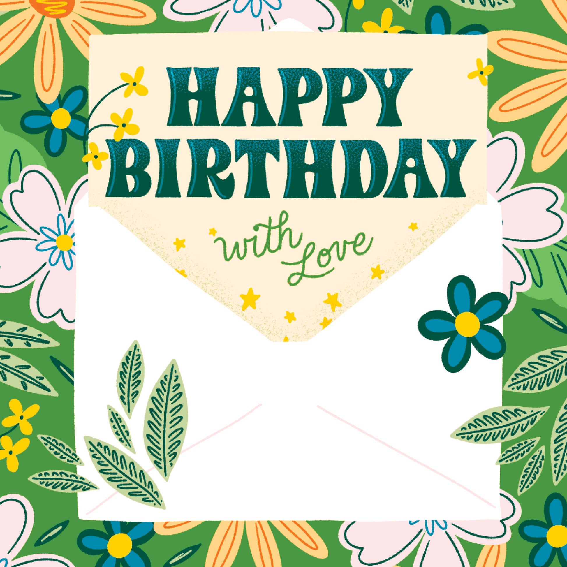 Happy Birthday Floral Envelope Card