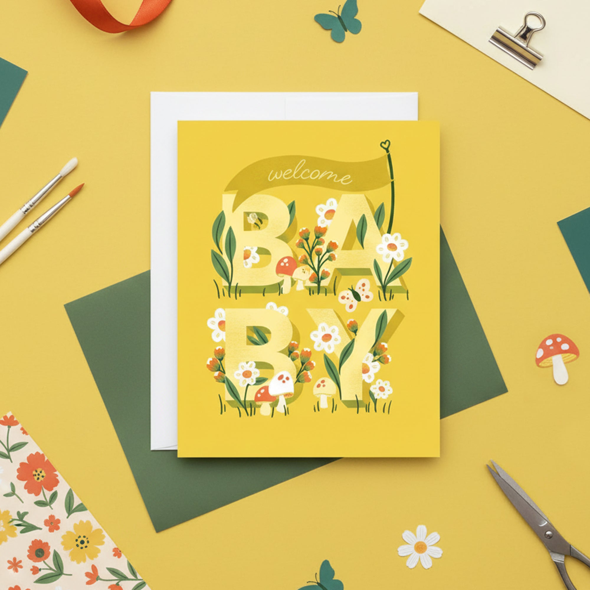 Neutral Welcome Baby Congratulations Card