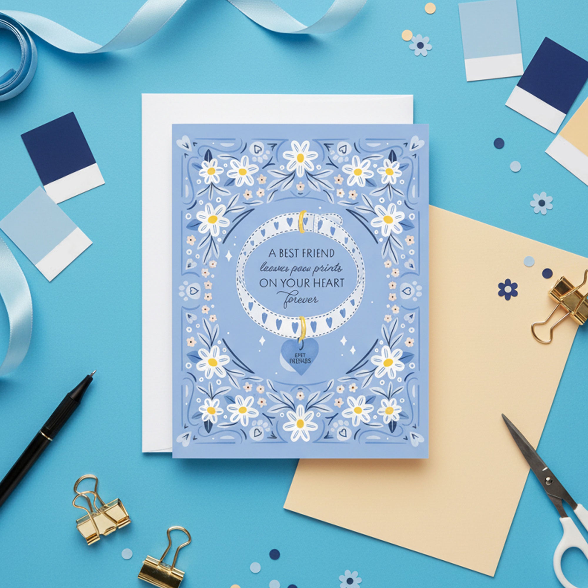 Pet Sympathy "Paw Prints on Your Heart” Card