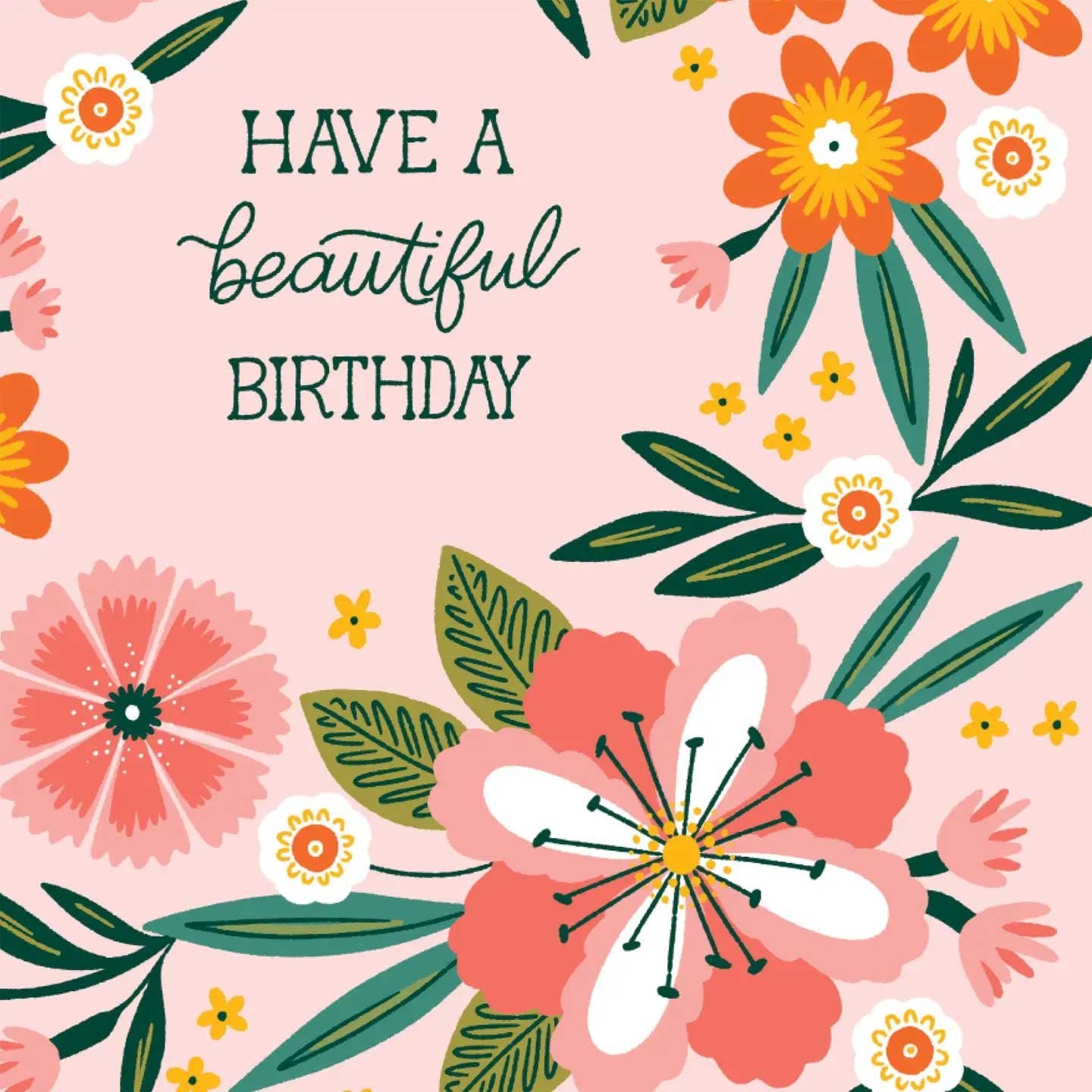 Beautiful Soft Pink Florals Birthday Card