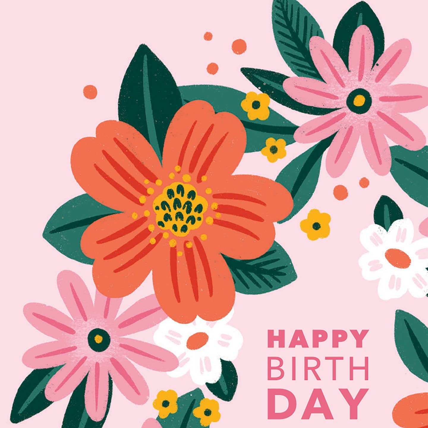 Happy Birthday Pink Floral Wreath Card