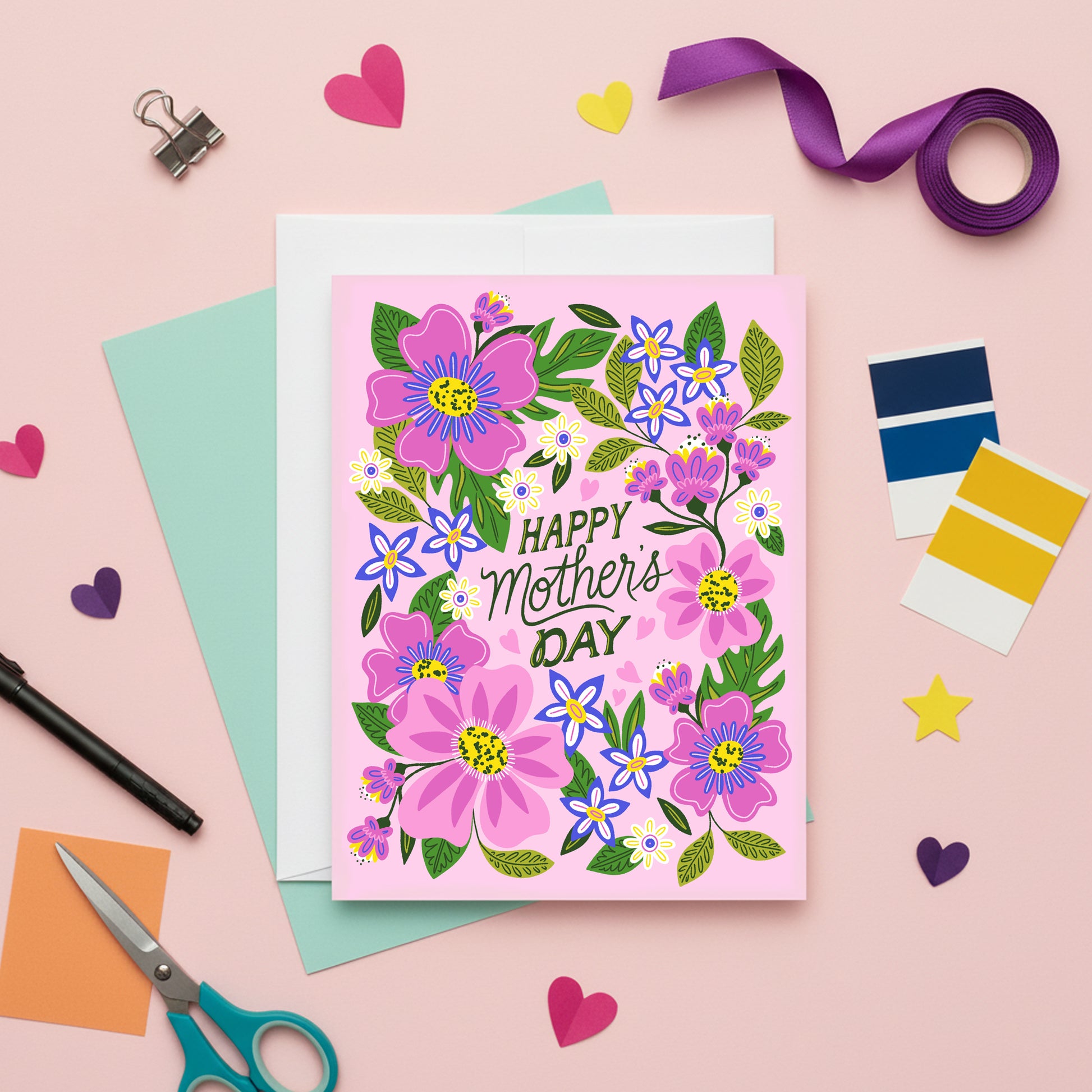 Purple Floral Happy Mother's Day Card