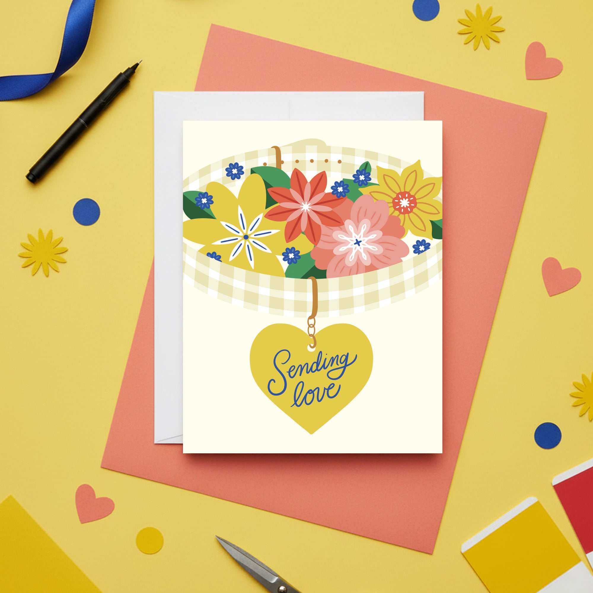 Sending Love Floral Collar Pet Sympathy Card