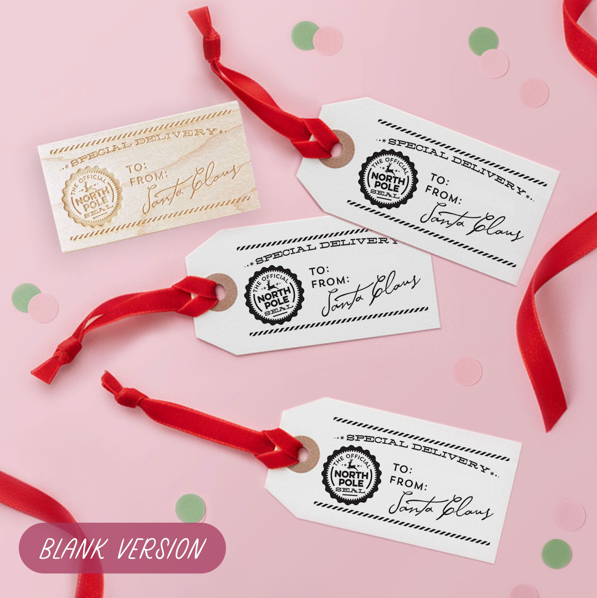 Blank Christmas Gift Tag Santa Stamp