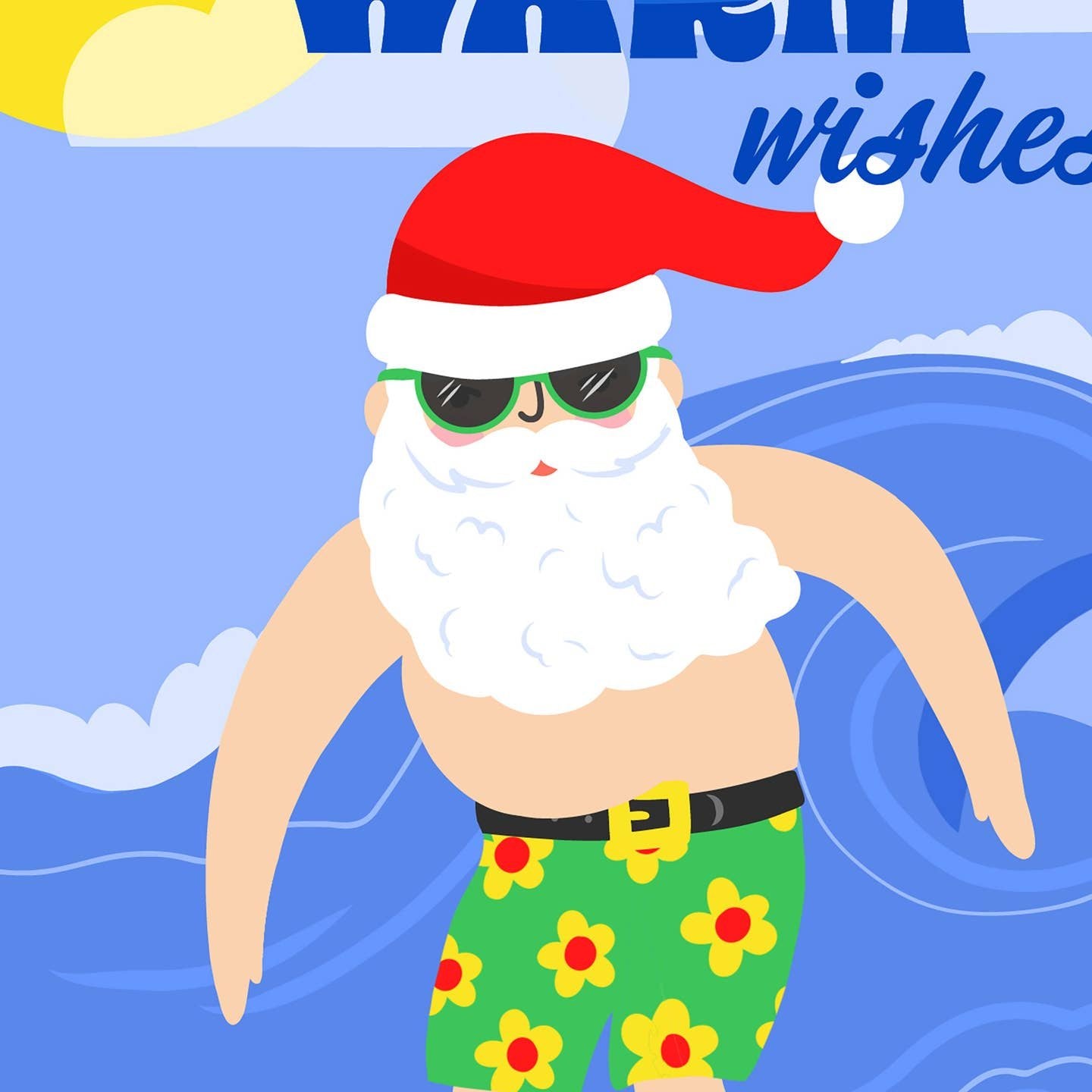 Surf’s Up, Santa! “Sending Warm Wishes” Tropical Holiday Card