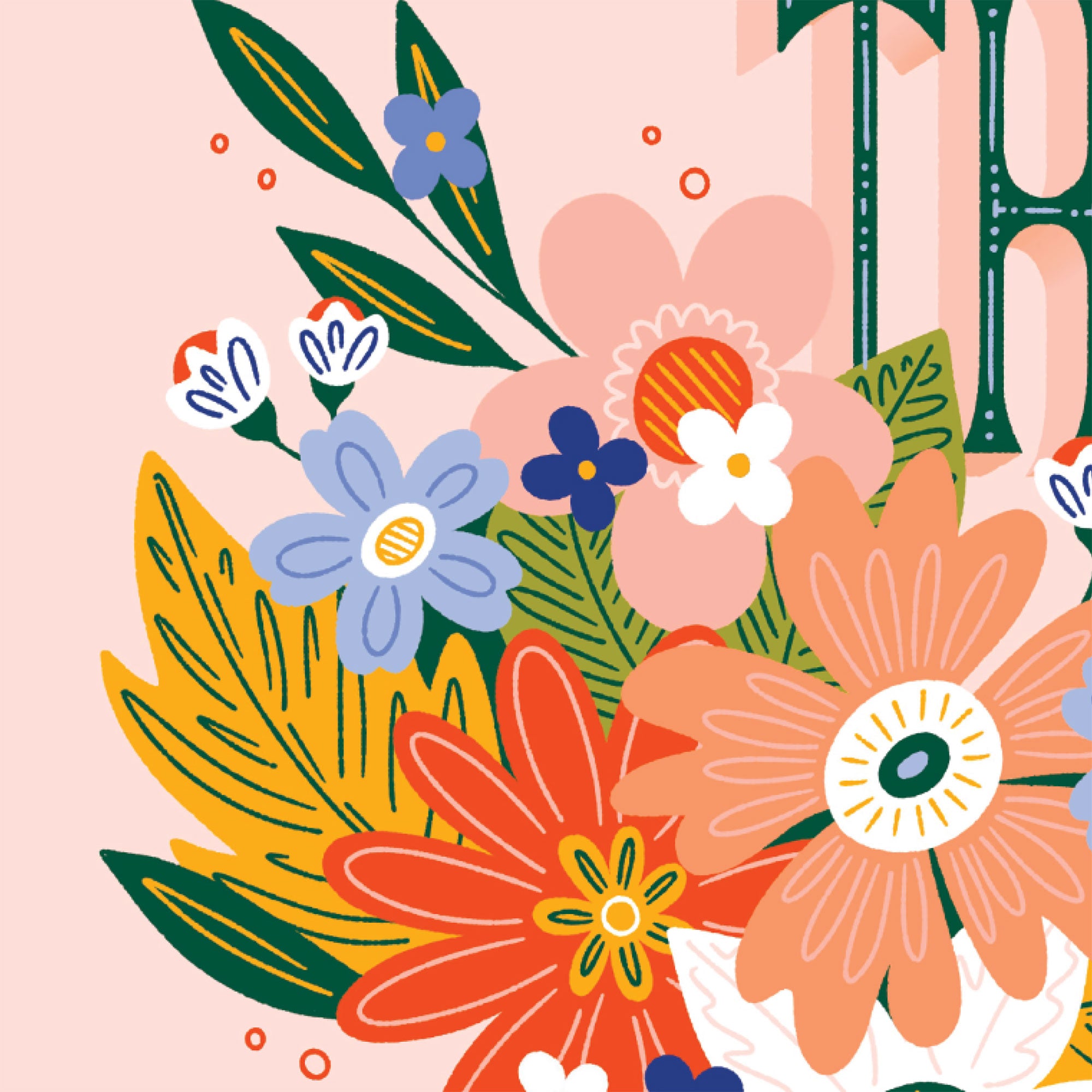Floral Botanical Swag Thank You Card