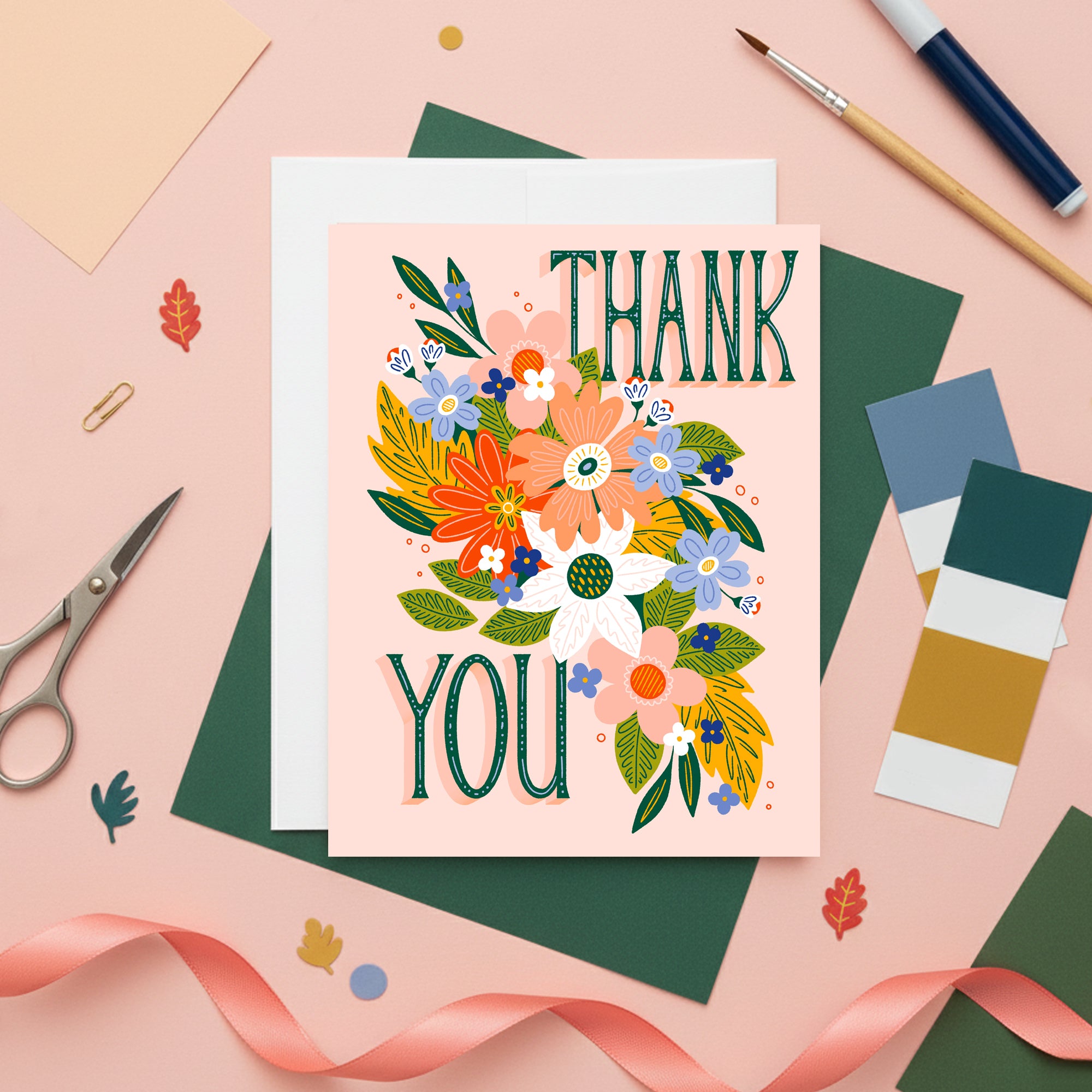 Floral Botanical Swag Thank You Card