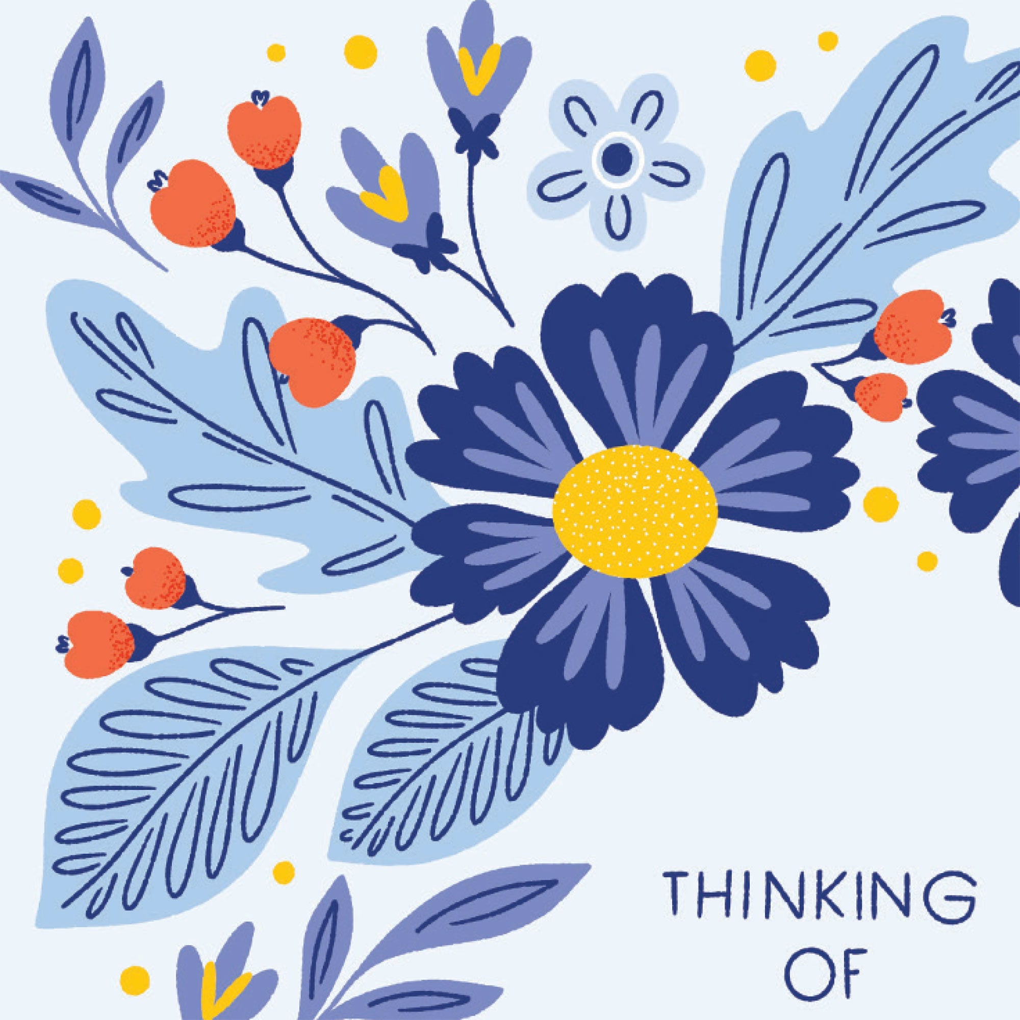 Thinking of You Blue Floral Card