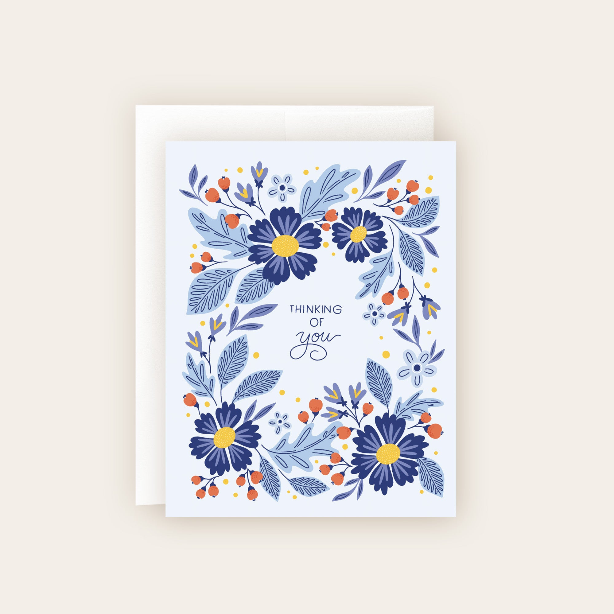 Thinking of You Blue Floral Card