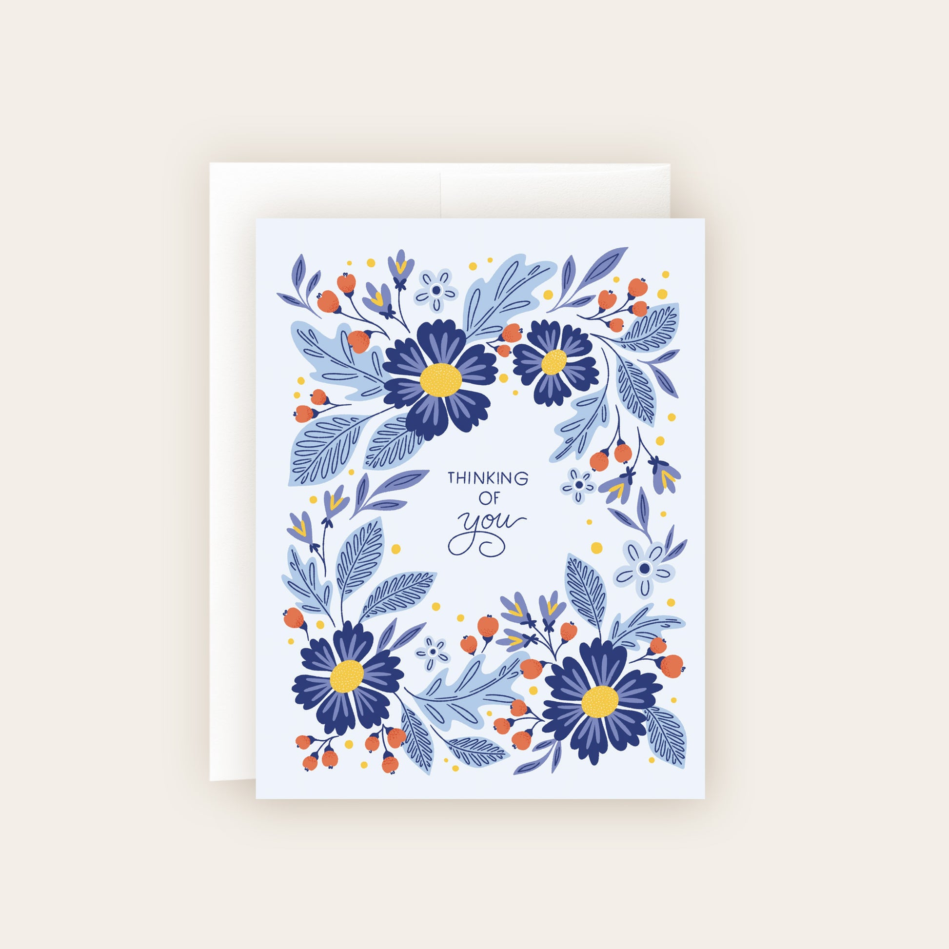 Thinking of You Blue Floral Card