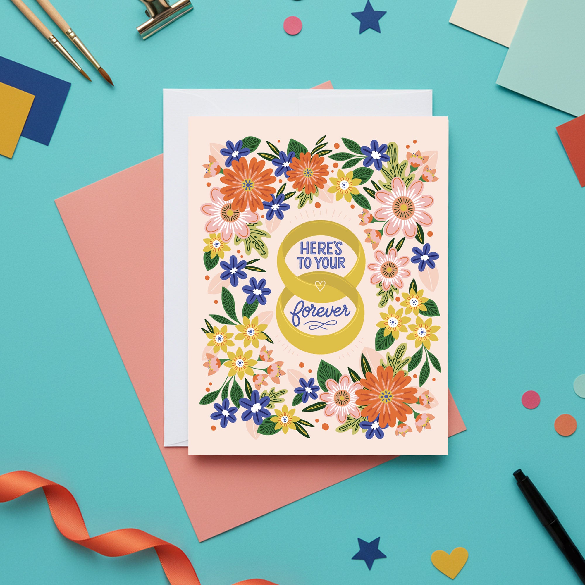 Here's to Forever Wedding Card