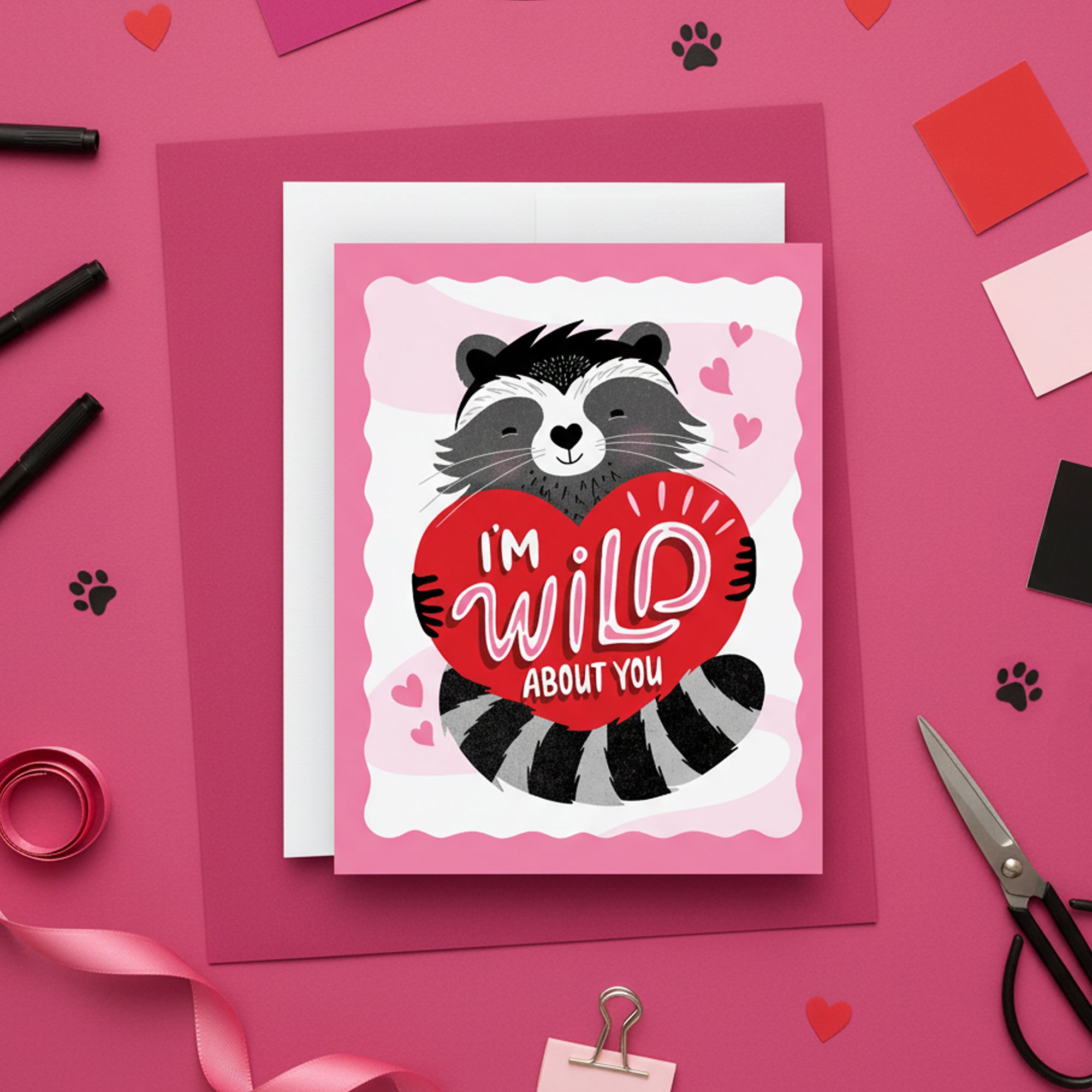 I’m Wild About You Cute Animal Pun Valentine Card