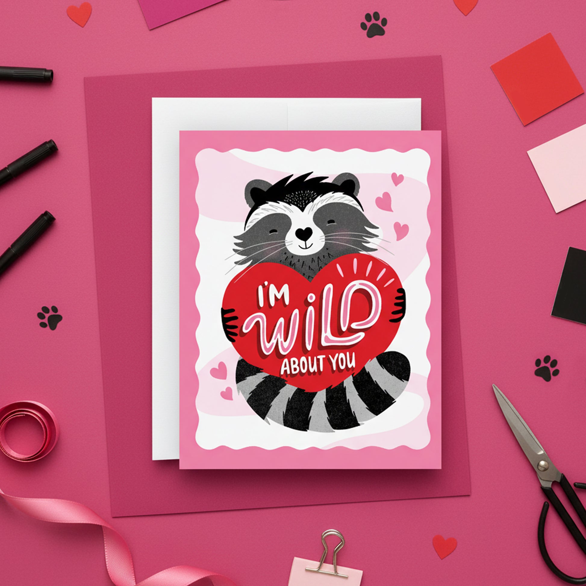 I’m Wild About You Cute Animal Pun Valentine Card