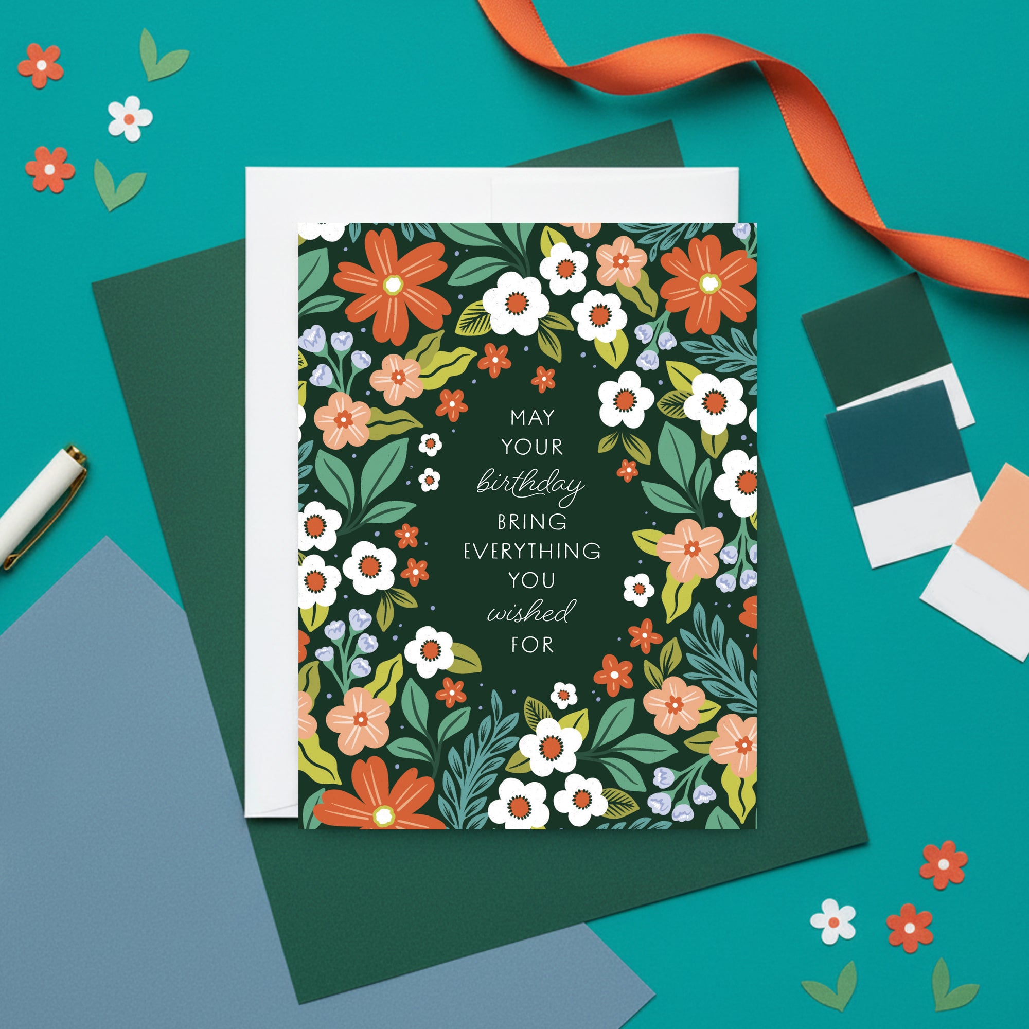 Wishing You Everything Birthday Elegant Floral Card